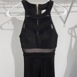 Black High neck knee length dress